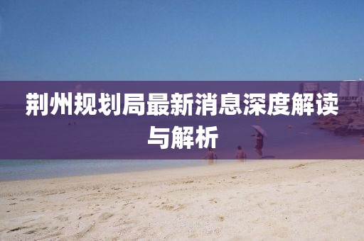 荊州規(guī)劃局最新消息深度解讀與解析