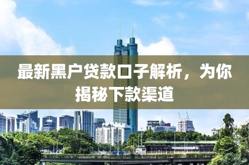 最新黑戶貸款口子解析，為你揭秘下款渠道