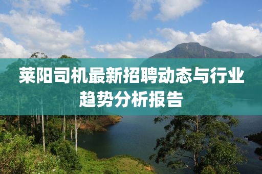 萊陽司機(jī)最新招聘動態(tài)與行業(yè)趨勢分析報告