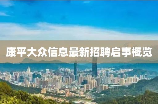 康平大眾信息最新招聘啟事概覽