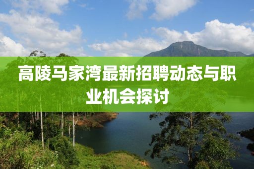 高陵馬家灣最新招聘動態(tài)與職業(yè)機會探討
