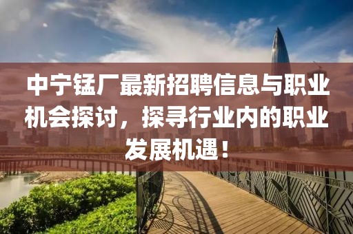 中寧錳廠最新招聘信息與職業(yè)機會探討，探尋行業(yè)內(nèi)的職業(yè)發(fā)展機遇！