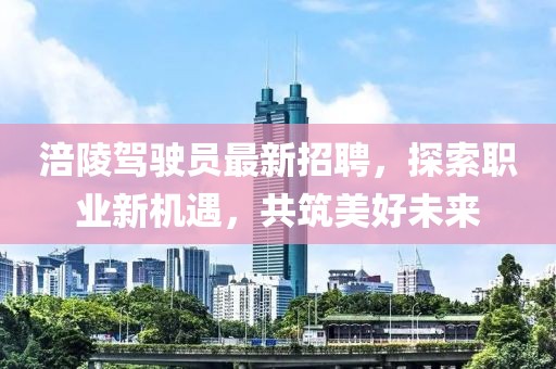 涪陵駕駛員最新招聘，探索職業(yè)新機遇，共筑美好未來