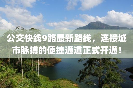 公交快線9路最新路線，連接城市脈搏的便捷通道正式開通！