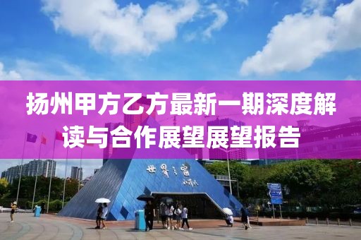 揚(yáng)州甲方乙方最新一期深度解讀與合作展望展望報(bào)告
