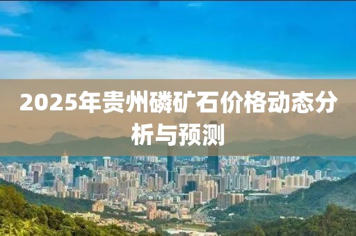 2025年貴州磷礦石價格動態(tài)分析與預測