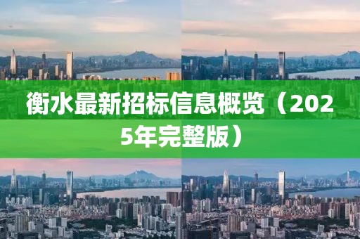 衡水最新招標(biāo)信息概覽（2025年完整版）