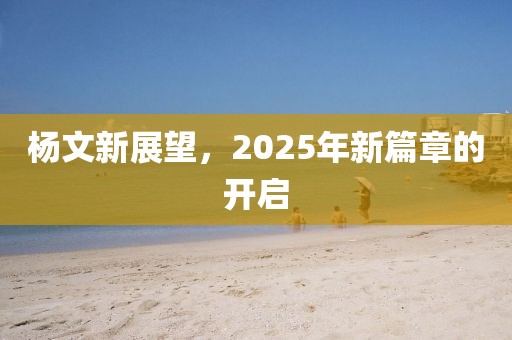 楊文新展望，2025年新篇章的開啟