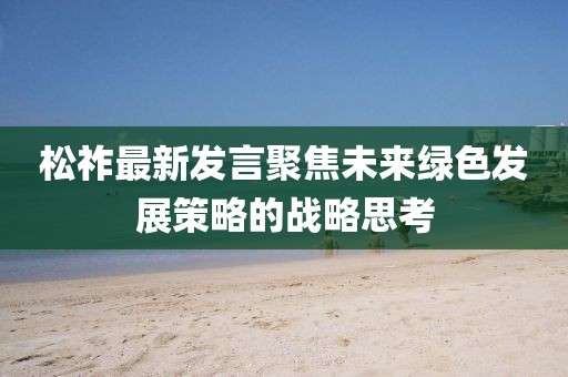 松祚最新發(fā)言聚焦未來(lái)綠色發(fā)展策略的戰(zhàn)略思考