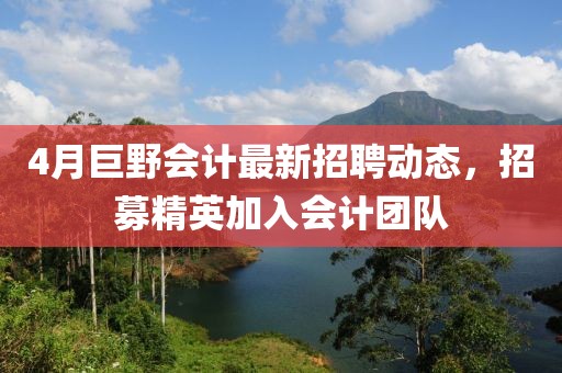 4月巨野會(huì)計(jì)最新招聘動(dòng)態(tài)，招募精英加入會(huì)計(jì)團(tuán)隊(duì)