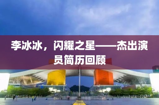 李冰冰，閃耀之星——杰出演員簡歷回顧