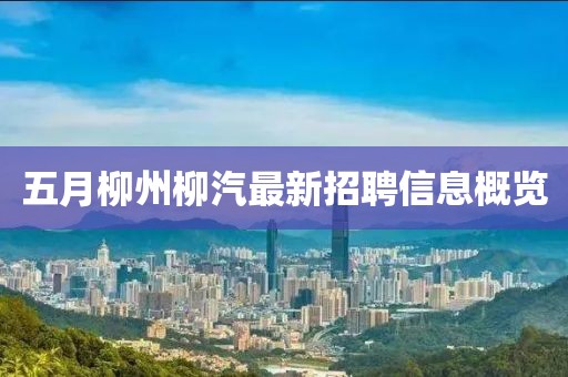 五月柳州柳汽最新招聘信息概覽