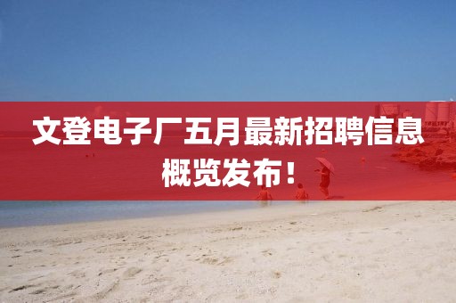 文登電子廠五月最新招聘信息概覽發(fā)布！
