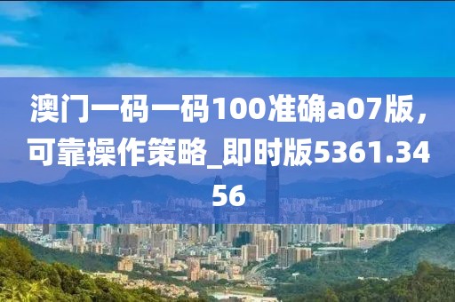 澳門一碼一碼100準確a07版，可靠操作策略_即時版5361.3456