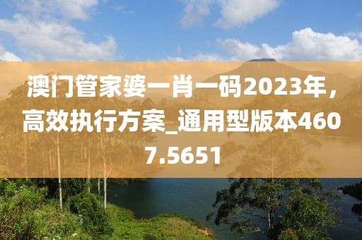 澳門管家婆一肖一碼2023年，高效執(zhí)行方案_通用型版本4607.5651