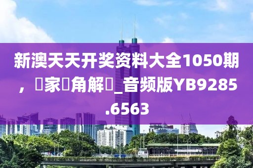 新澳天天開獎資料大全1050期，專家視角解讀_音頻版YB9285.6563