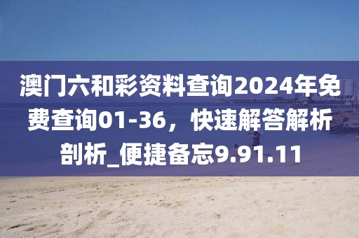 澳門六和彩資料查詢2024年免費(fèi)查詢01-36，快速解答解析剖析_便捷備忘9.91.11