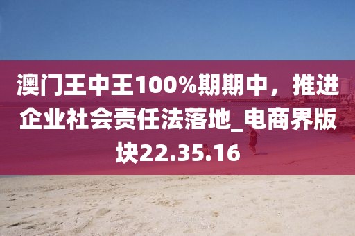 澳門王中王100%期期中，推進(jìn)企業(yè)社會(huì)責(zé)任法落地_電商界版塊22.35.16