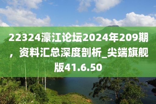 22324濠江論壇2024年209期，資料匯總深度剖析_尖端旗艦版41.6.50
